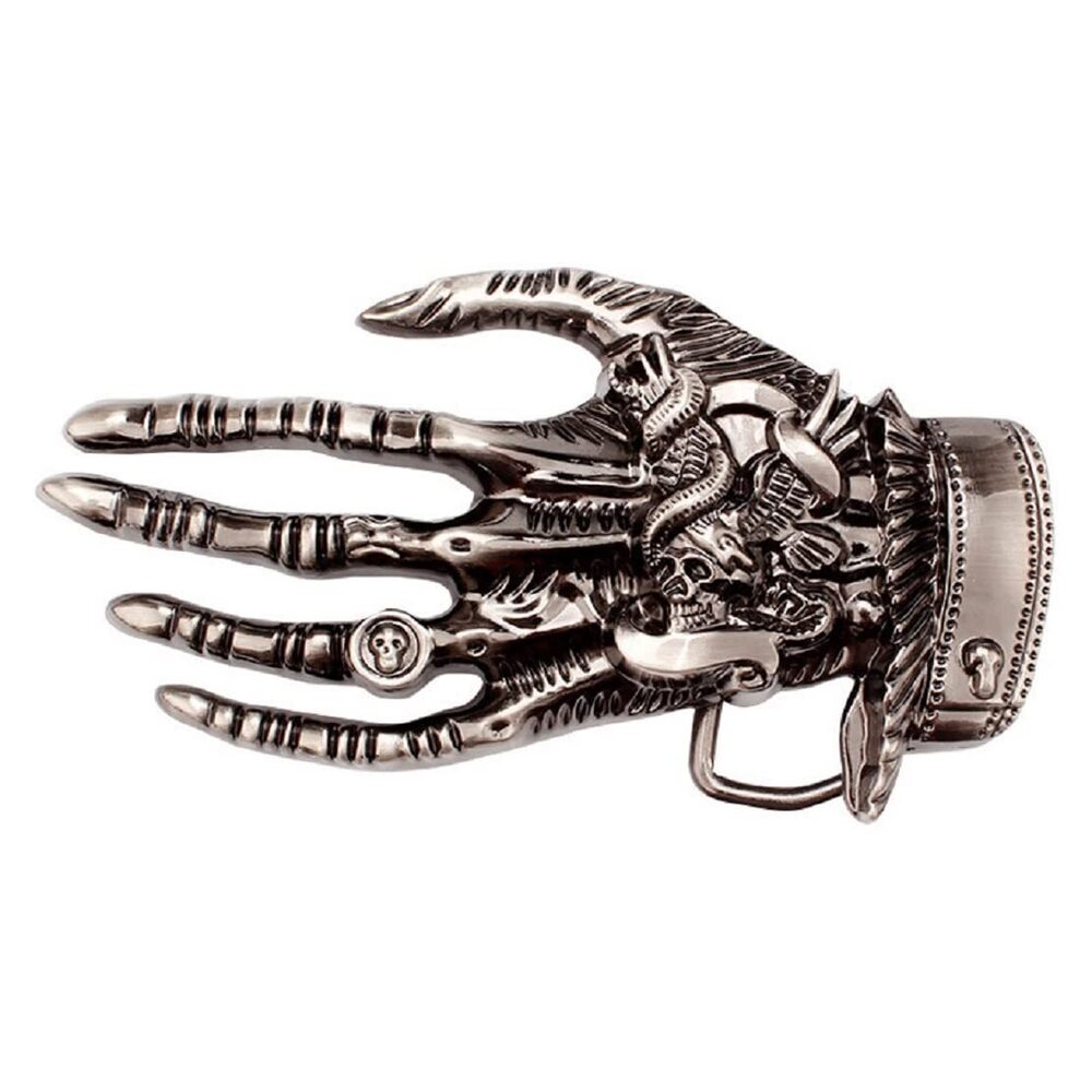 1306 Skull Belt Buckle , Punk Skeleton Hand Belt Buckle, Gothic Viking